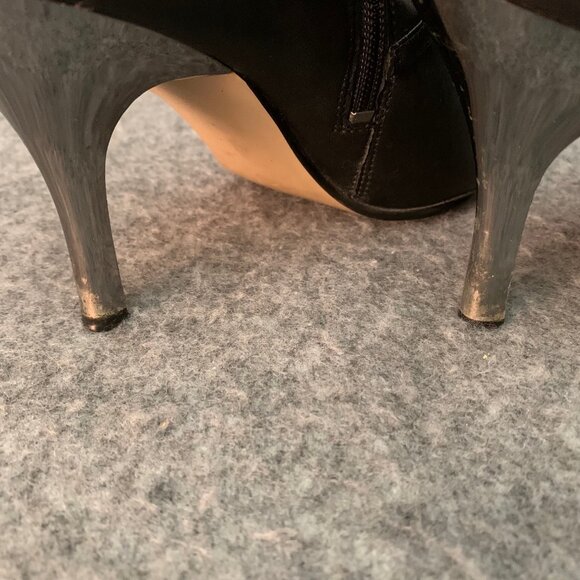 Bata Women’s Straps Black Pointy Toe Side Zip Heel Boots - Picture 12 of 13